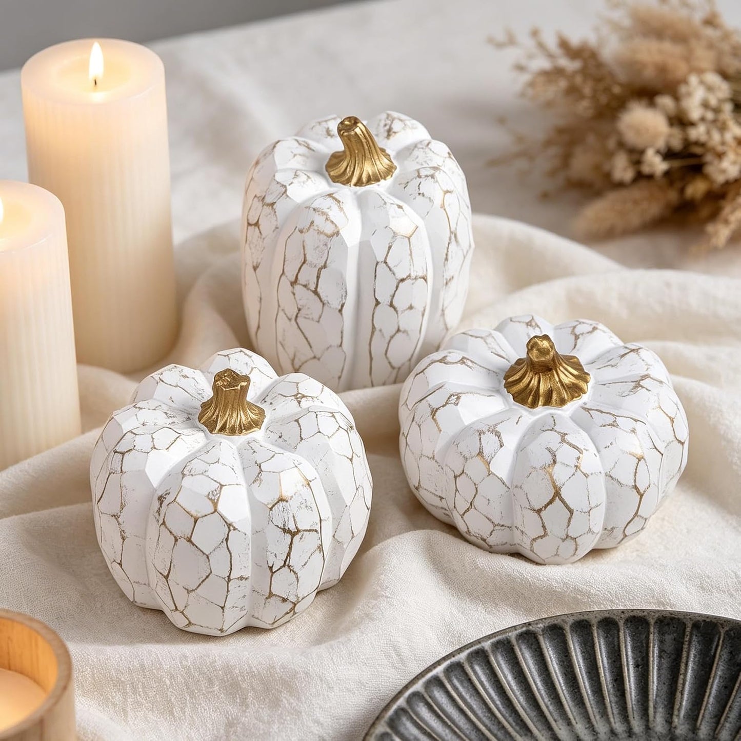 Decorative Resin Pumpkins – Set of 3