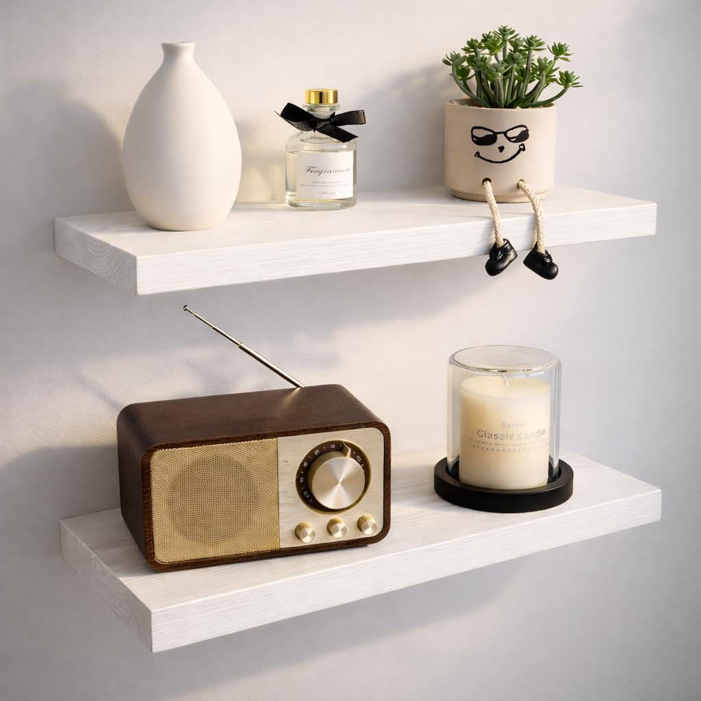 Rustic Solid Pine Floating Shelves – Set of 2