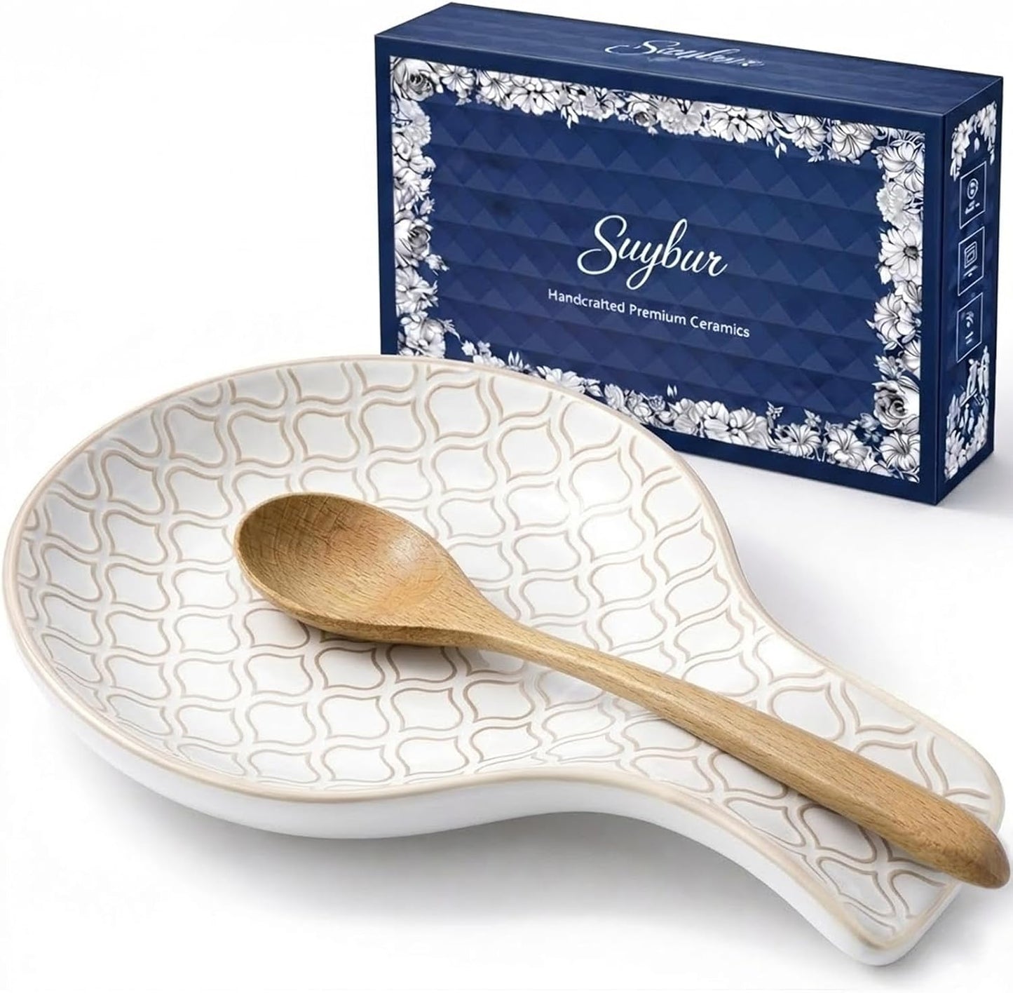 Farmhouse Ceramic Spoon Rest for Kitchen Counter
