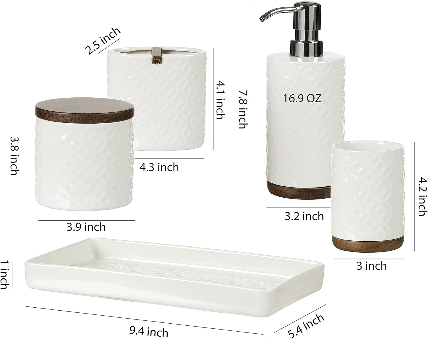 5-Piece Ceramic Bathroom Accessory Set