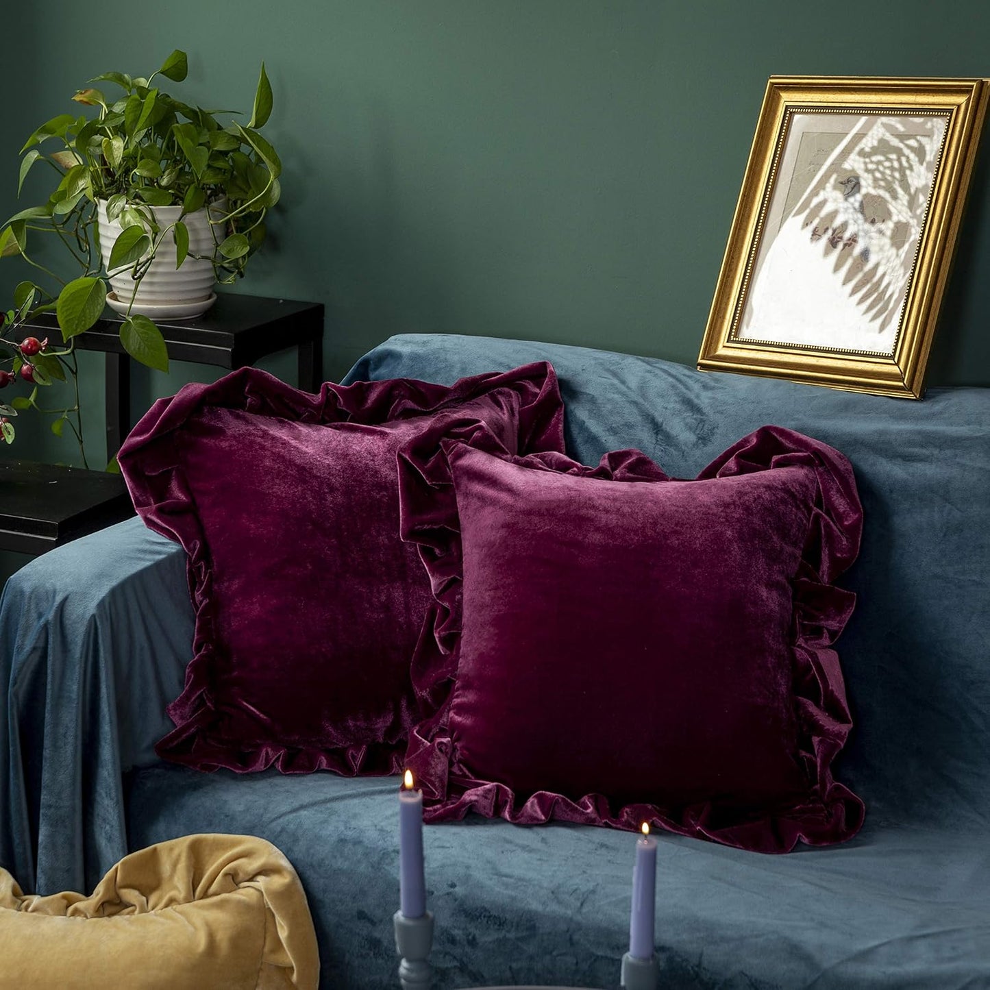 Velvet Throw Pillow Cover – Solid Square