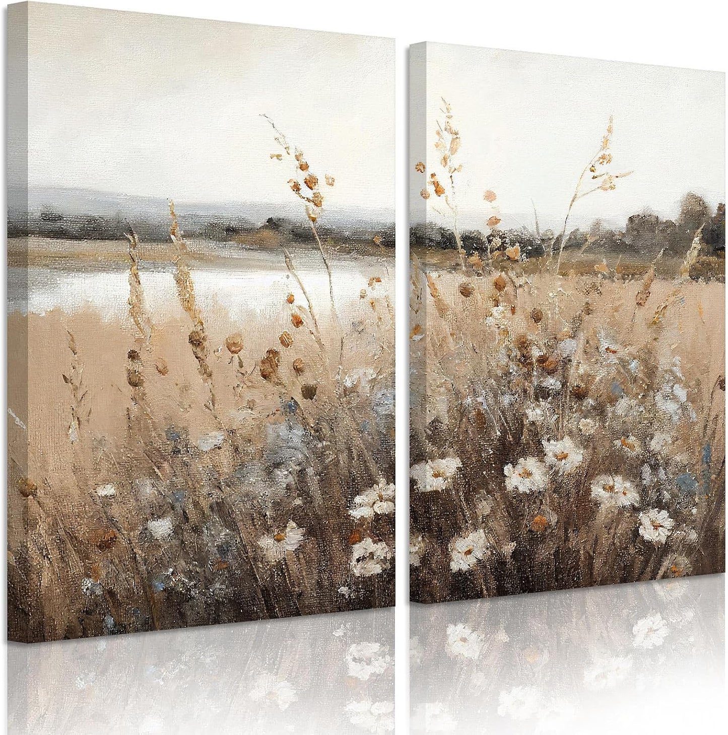 Vintage Wildflower Botanical Wall Art Set of 2
