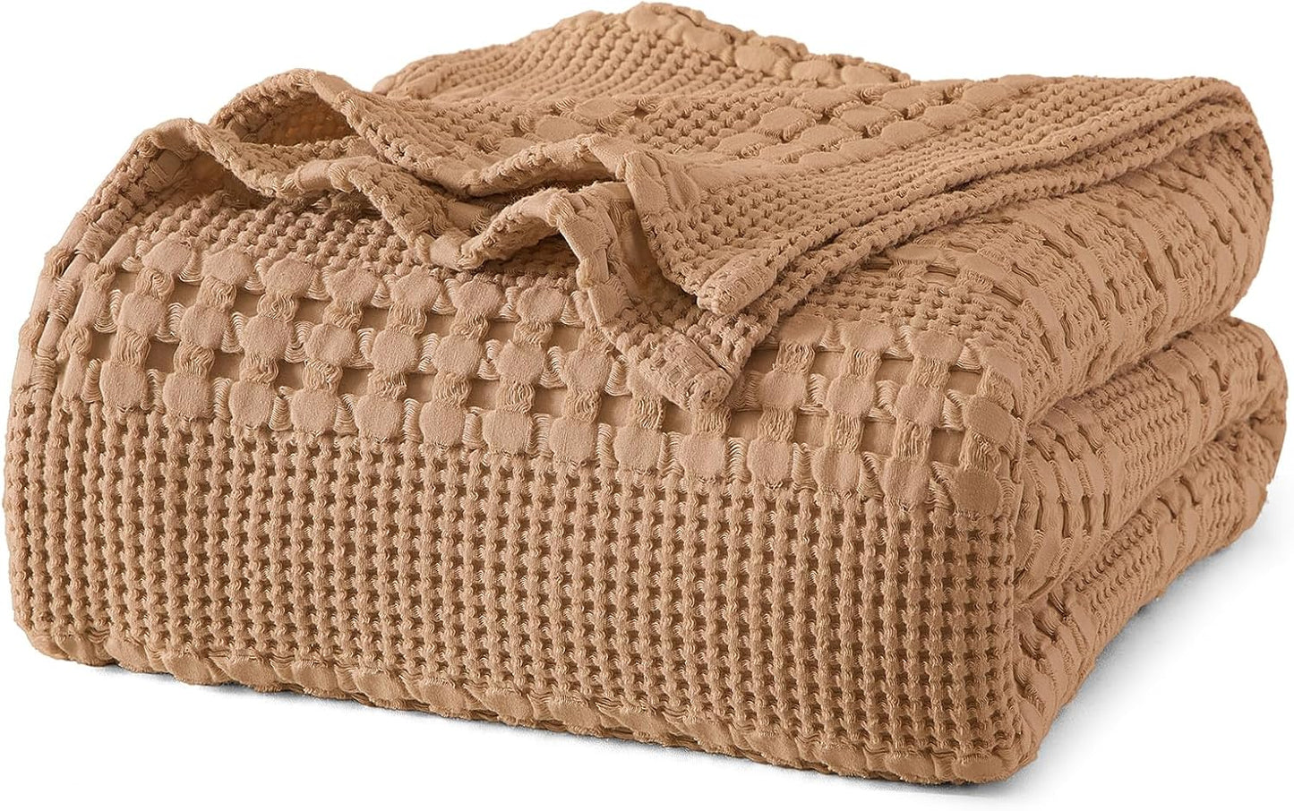 Luxury Cotton Waffle Throw Blanket | Lightweight Decorative Blanket