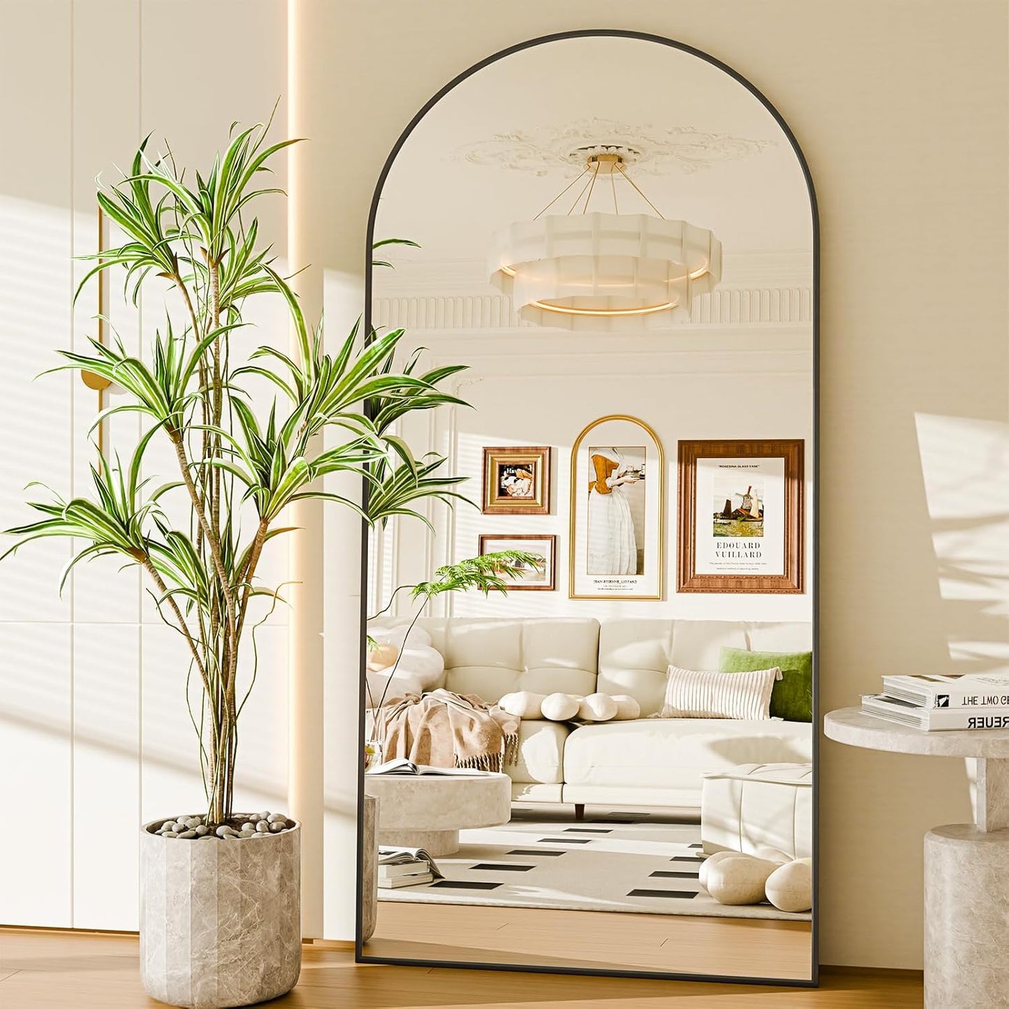 Arched Full-Length Floor Mirror | Aluminum Frame Standing, Leaning & Wall Mounted Mirror