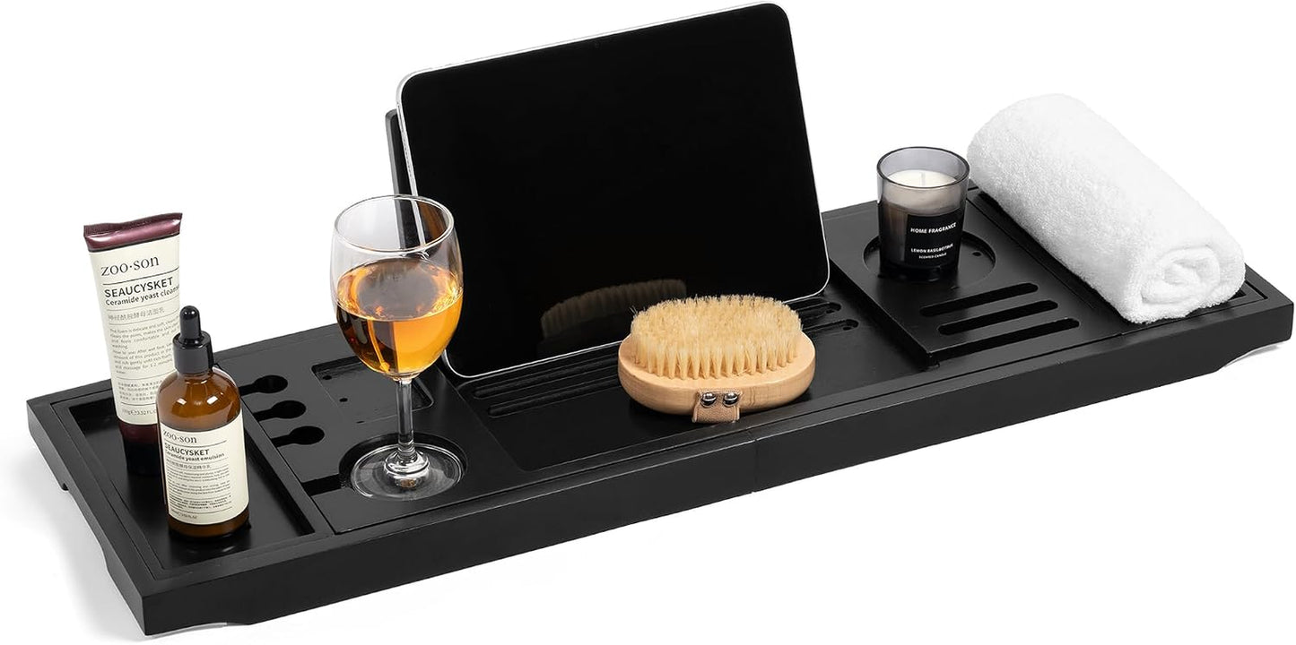Expandable Bamboo Bathtub Caddy Tray