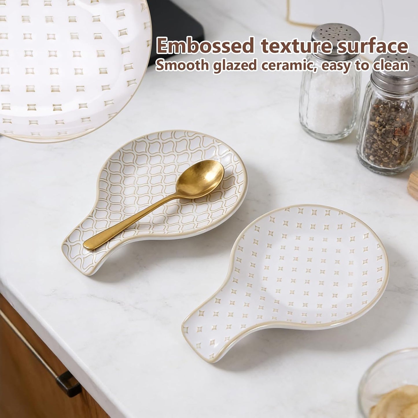Farmhouse Ceramic Spoon Rest for Kitchen Counter