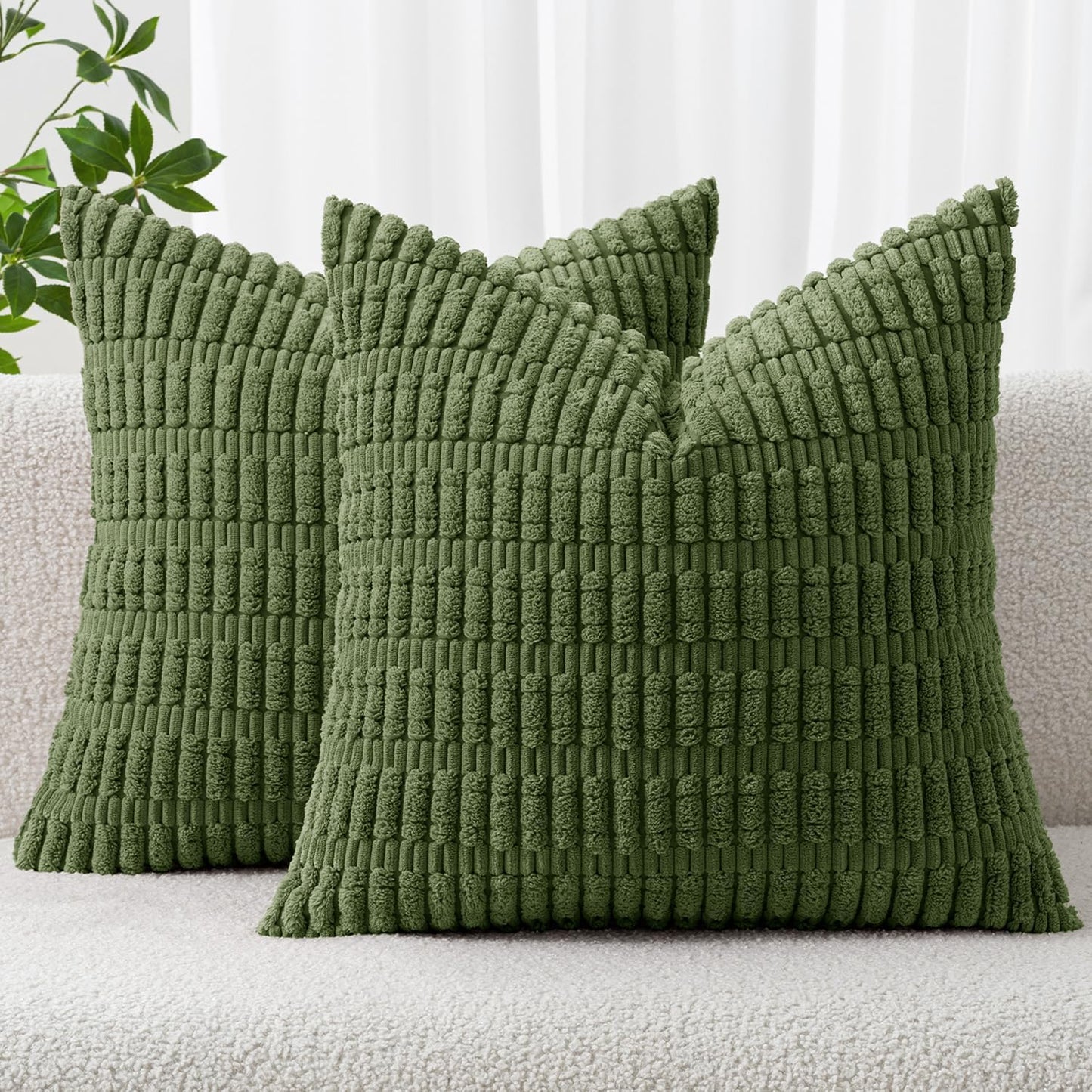 Boho Corduroy Decorative Throw Pillow Cover for Couch, Sofa & Bed