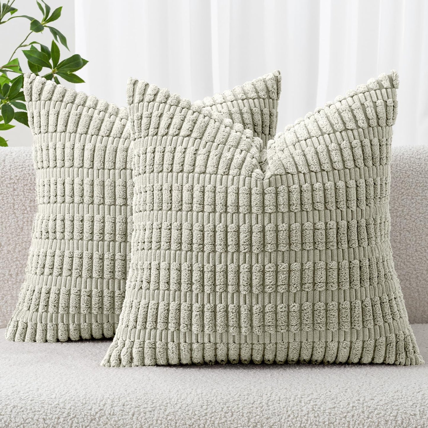 Boho Corduroy Decorative Throw Pillow Cover for Couch, Sofa & Bed