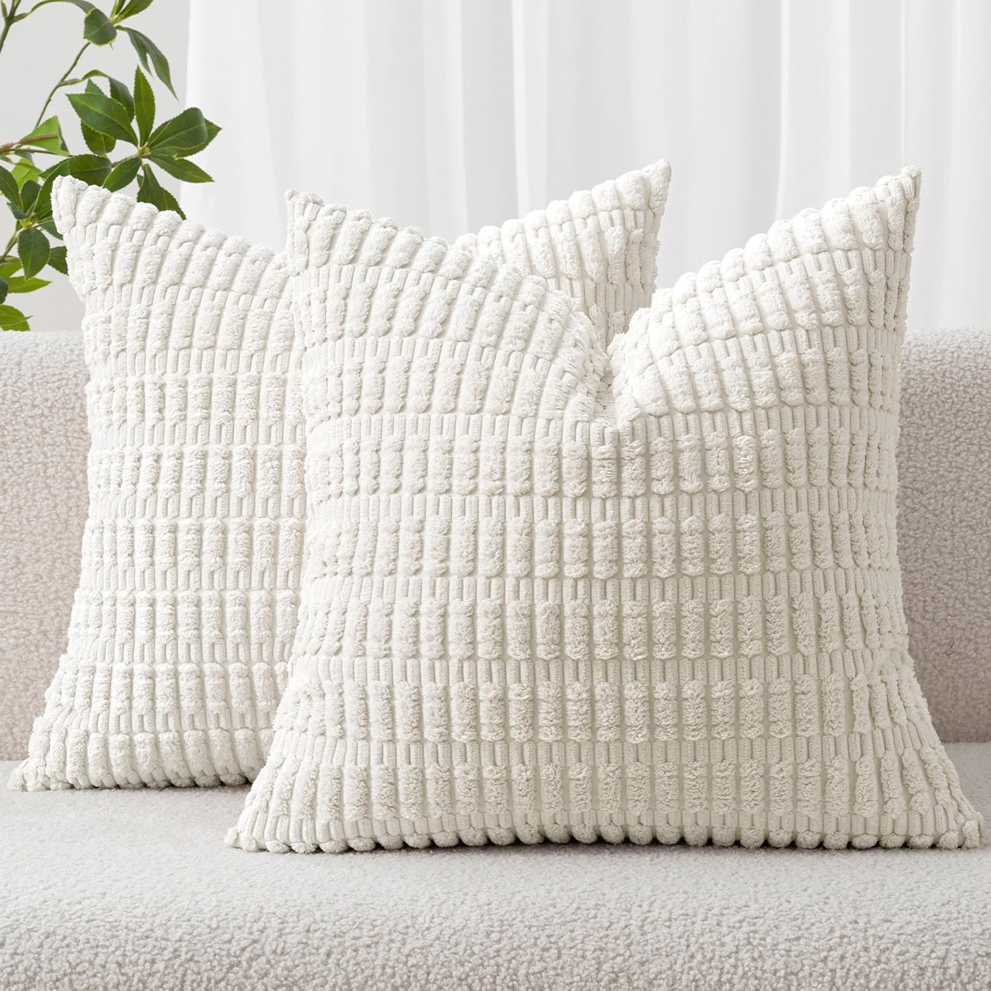 Boho Corduroy Decorative Throw Pillow Cover for Couch, Sofa & Bed