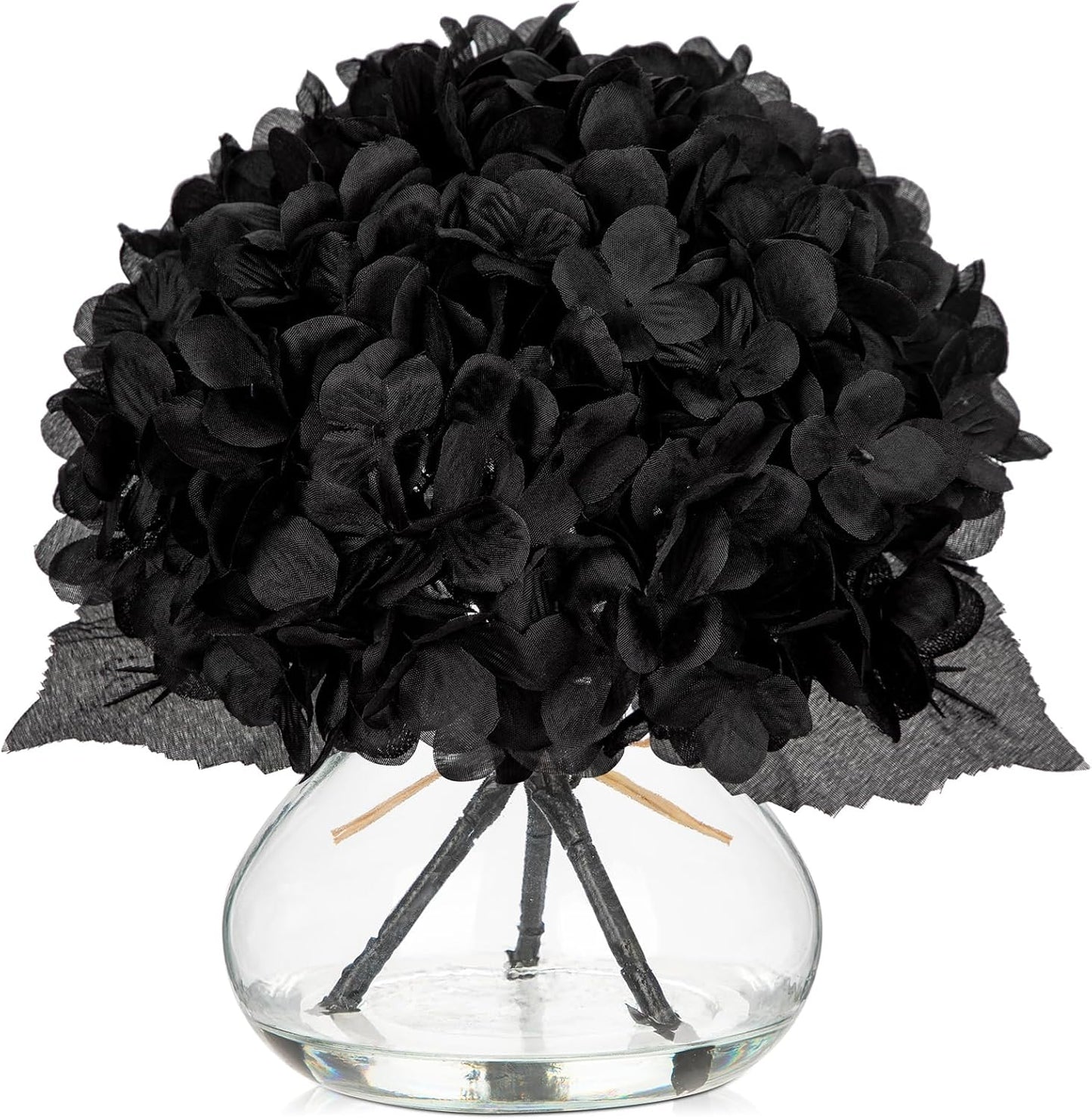 Faux White Hydrangea Arrangement in Glass Vase