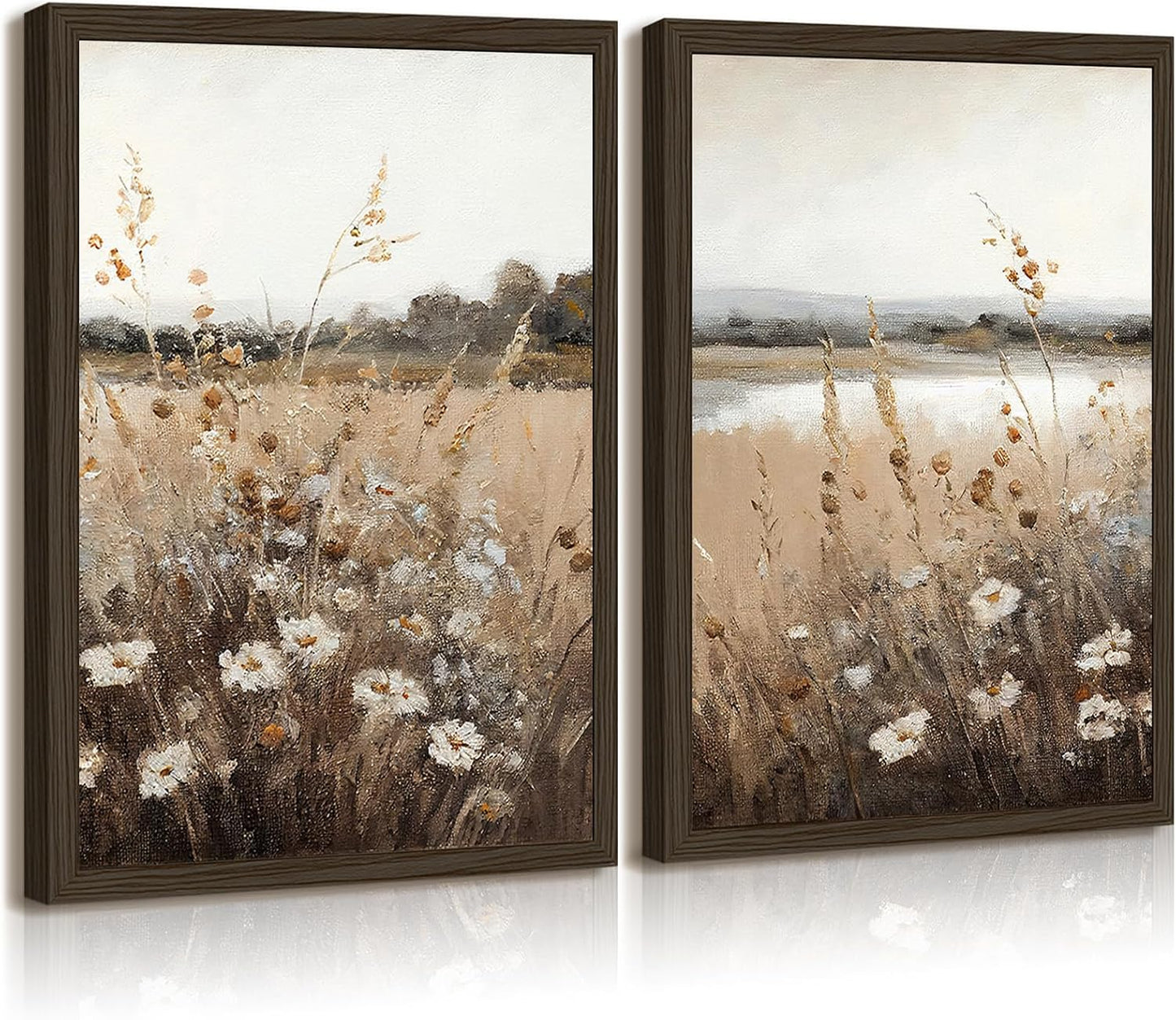 Vintage Wildflower Botanical Wall Art Set of 2