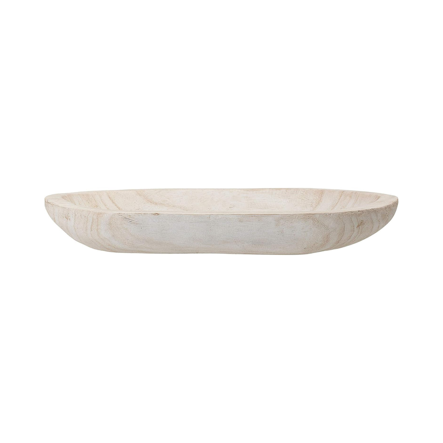 Whitewashed Paulownia Wood Decorative Bowl
