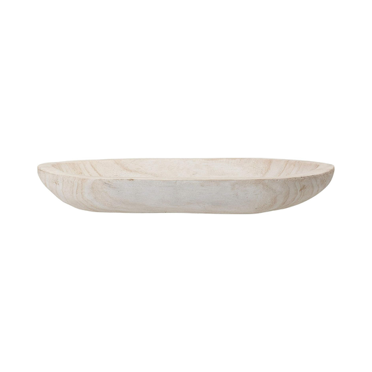 Whitewashed Paulownia Wood Decorative Bowl