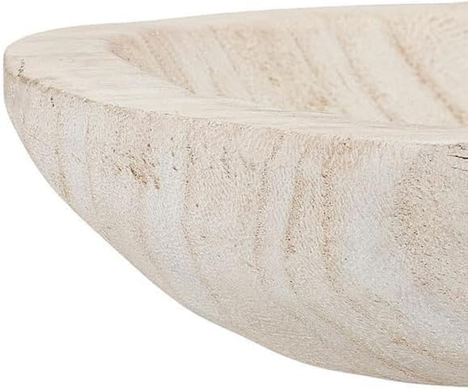 Whitewashed Paulownia Wood Decorative Bowl