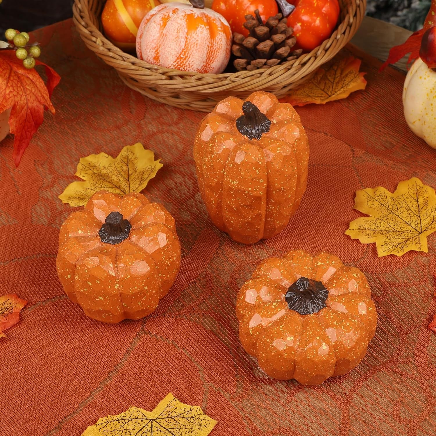 Decorative Resin Pumpkins – Set of 3