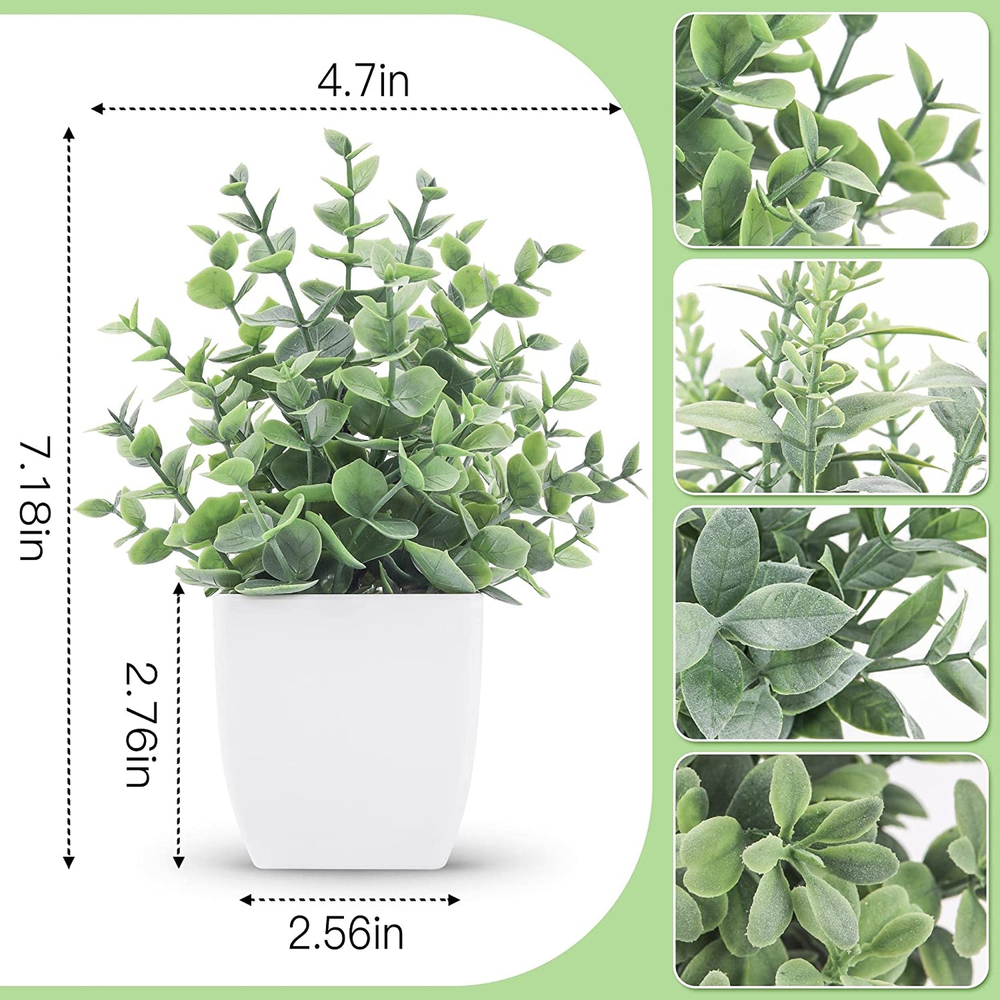 Mini Artificial Potted Plants | Set of 4 Faux Greenery for Home Décor