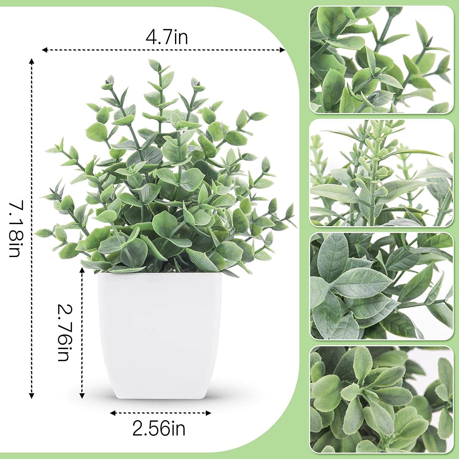 Mini Artificial Potted Plants | Set of 4 Faux Greenery for Home Décor