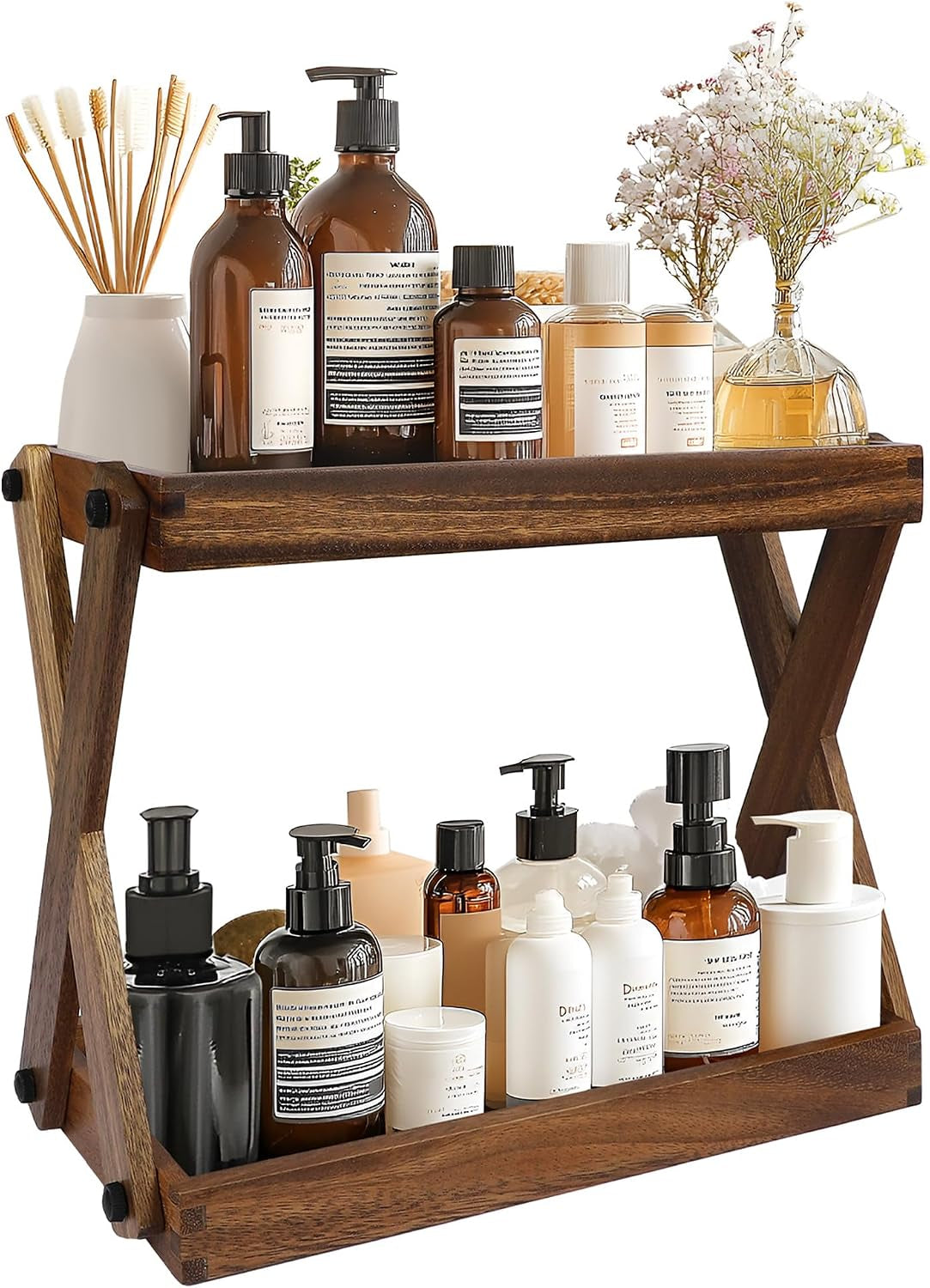 2-Tier Wood Countertop Organizer Shelf for Kitchen & Coffee Bar