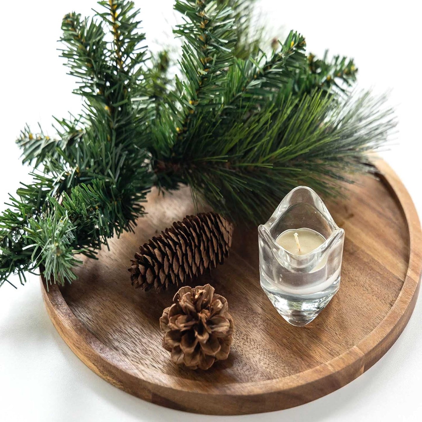 Round Acacia Wood Decorative Tray
