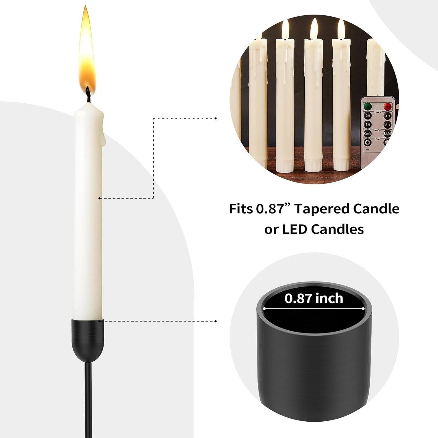 Modern Black Metal Candle Holders | Set of 3 Taper Candlesticks