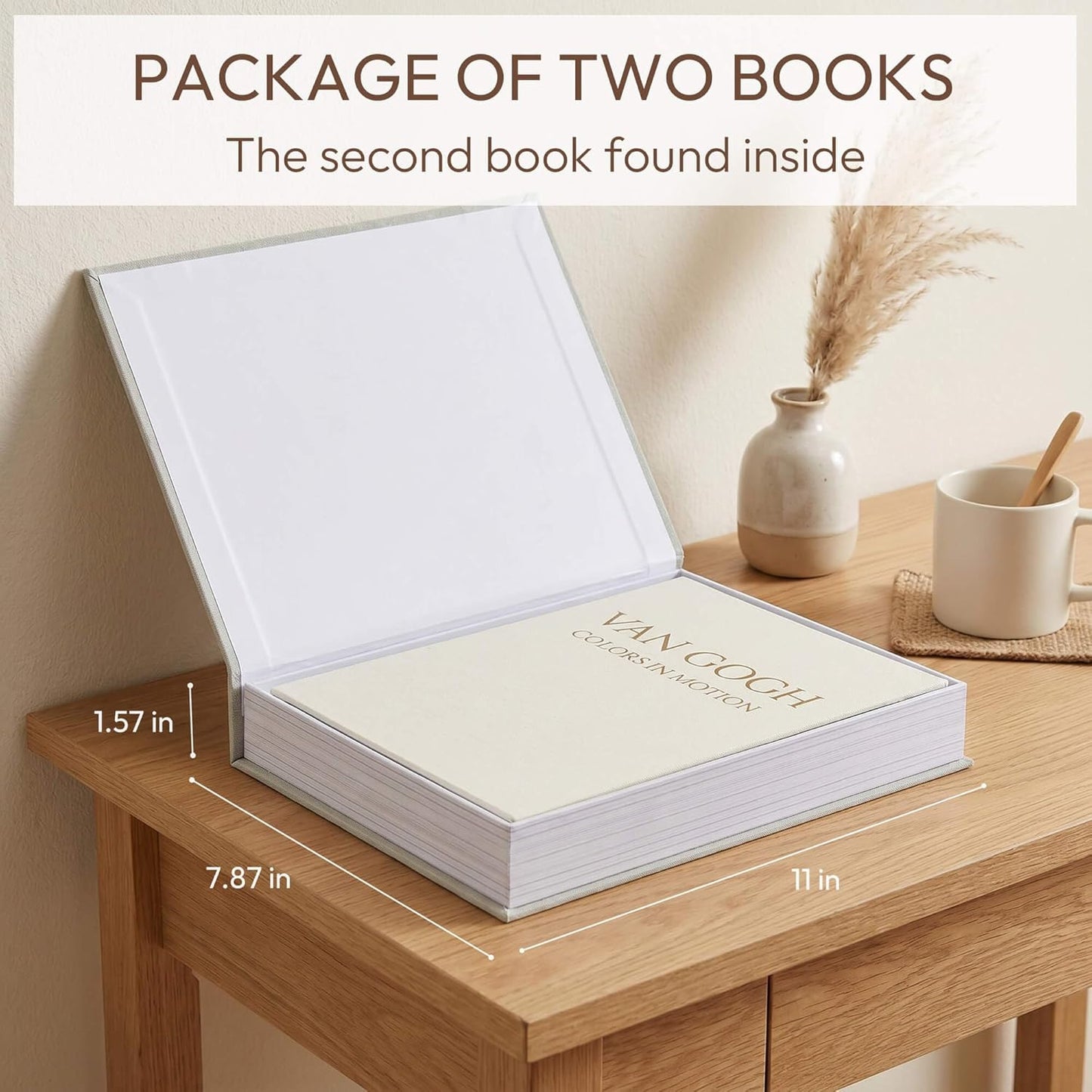 Decorative Linen Storage Books | Set of 2 Faux Books for Home Décor