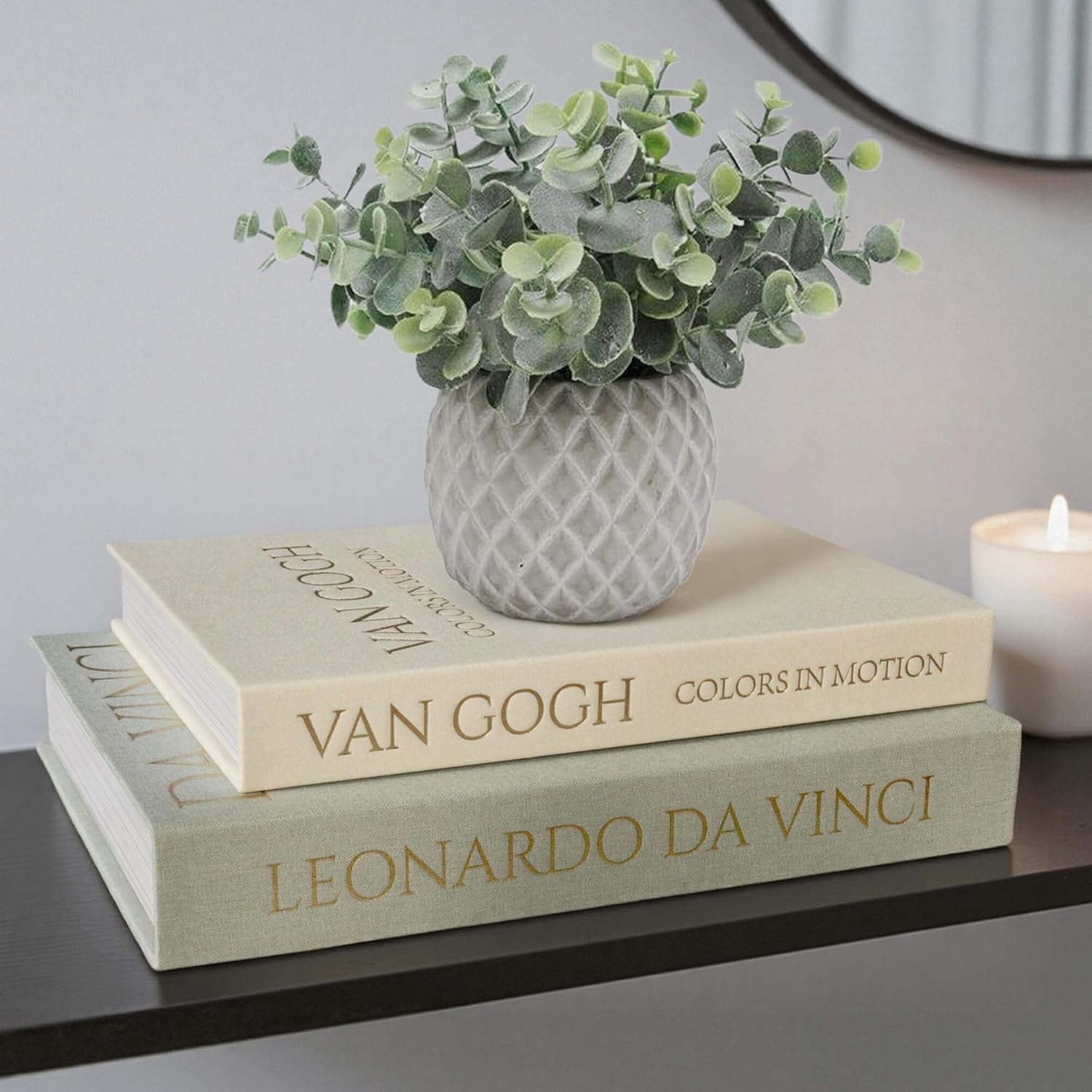 Decorative Linen Storage Books | Set of 2 Faux Books for Home Décor