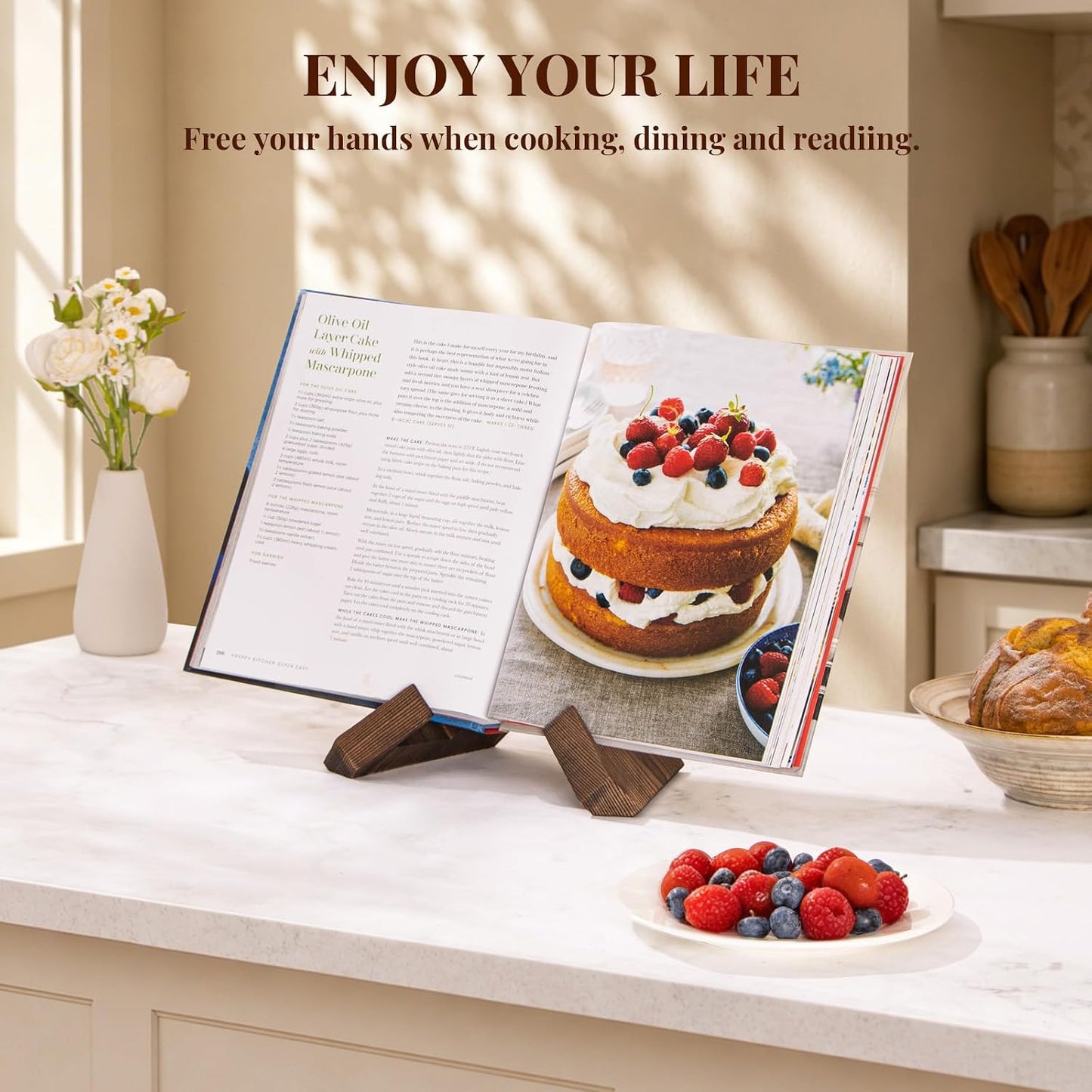 Rustic Wooden Cookbook Stand