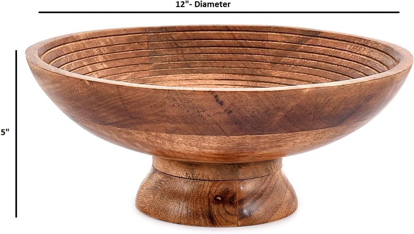 Mango Wood Pedestal Fruit Bowl