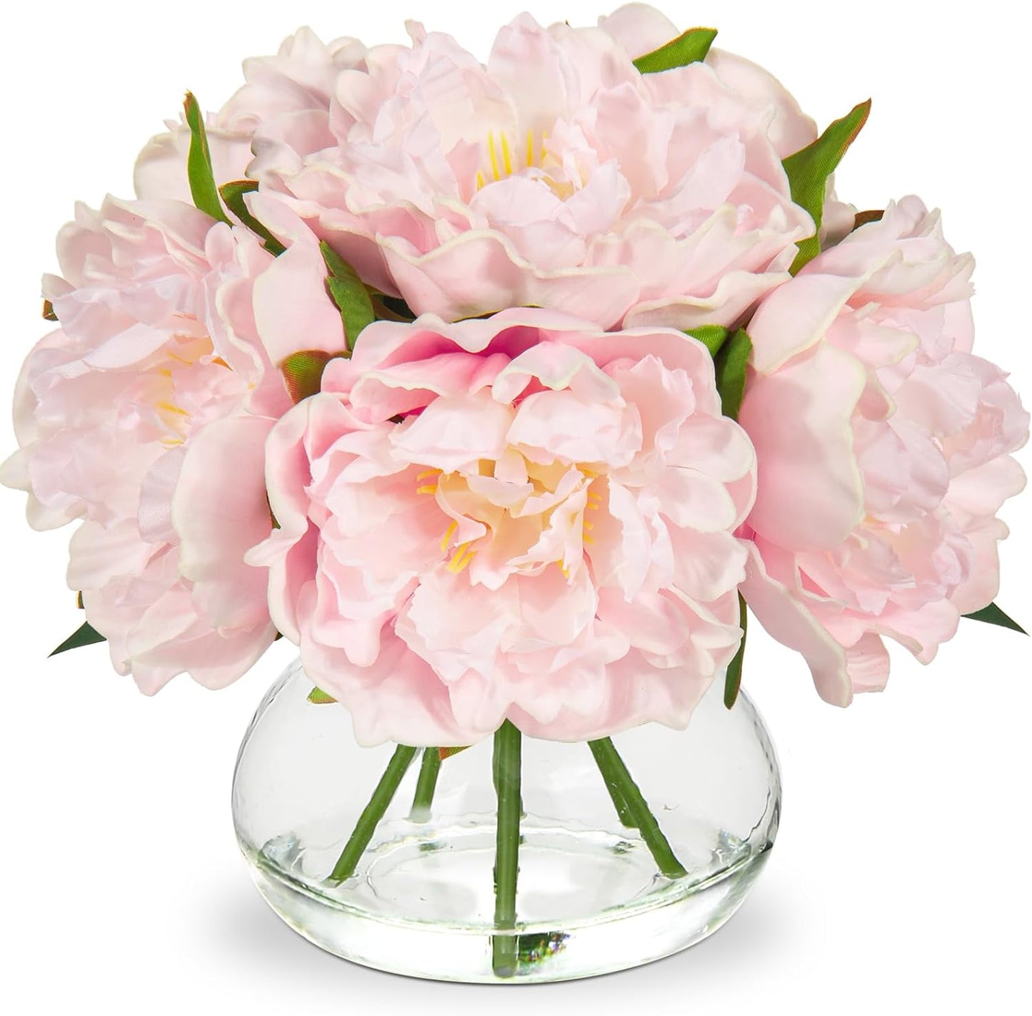 Faux White Hydrangea Arrangement in Glass Vase