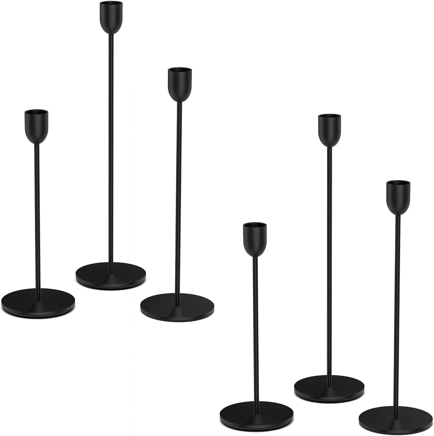 Modern Black Metal Candle Holders | Set of 3 Taper Candlesticks