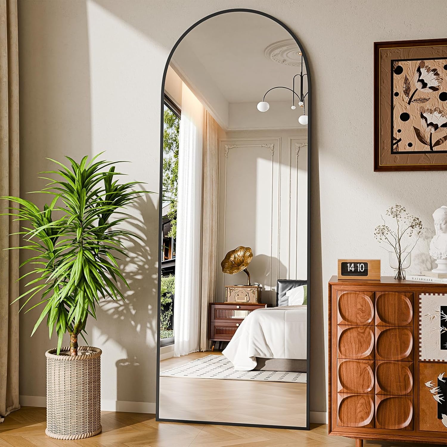 Arched Full-Length Floor Mirror | Aluminum Frame Standing, Leaning & Wall Mounted Mirror