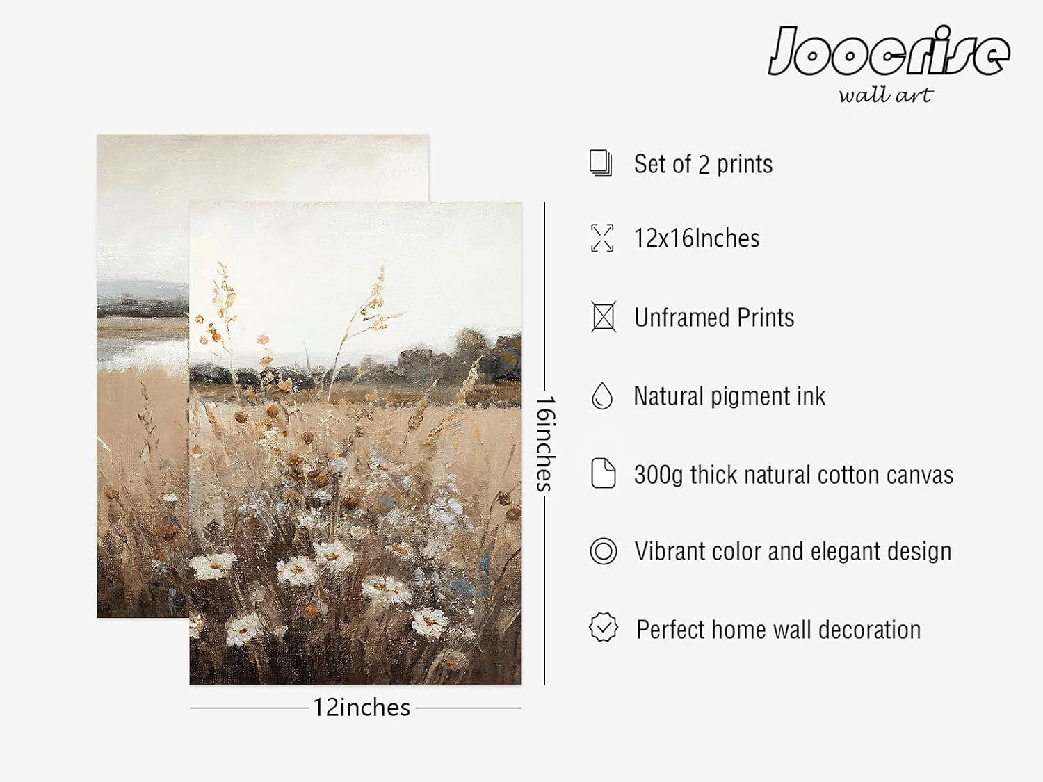 Vintage Wildflower Botanical Wall Art Set of 2