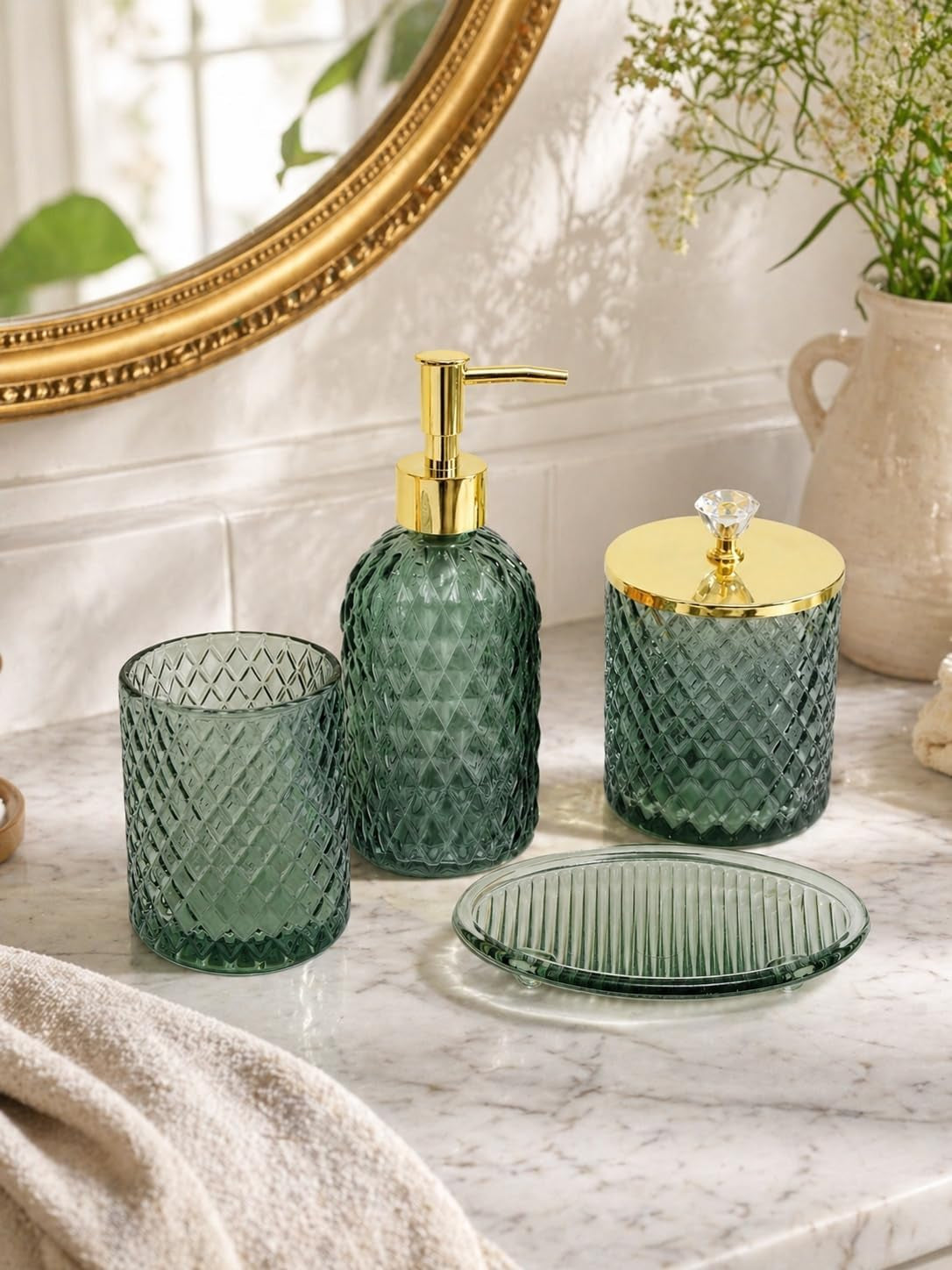 Glass Bathroom Accessories Set