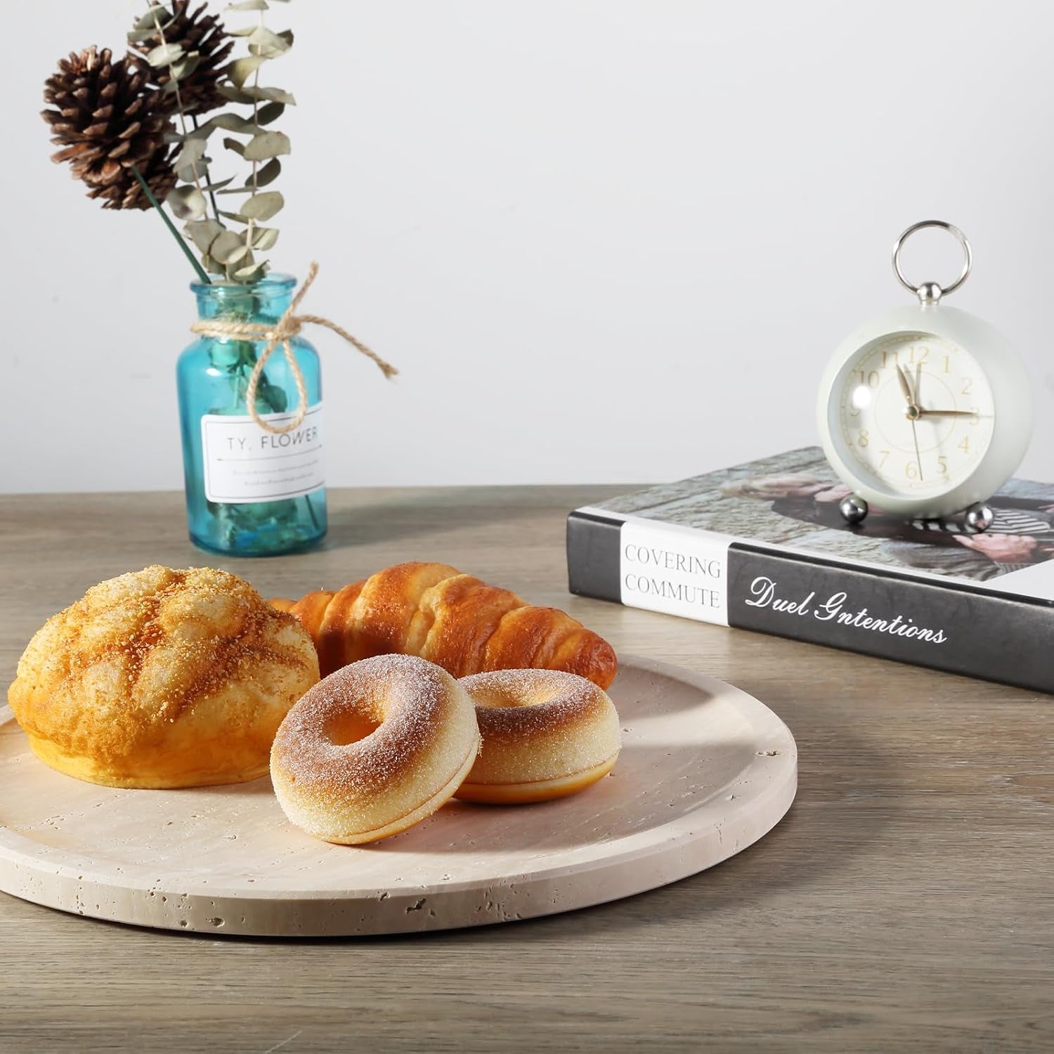 Round Travertine Decorative Tray
