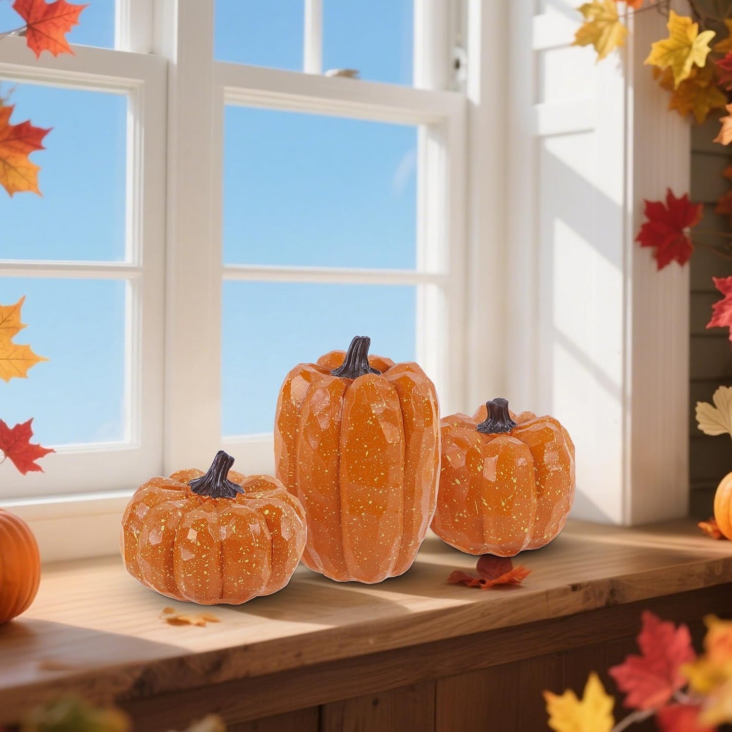 Decorative Resin Pumpkins – Set of 3
