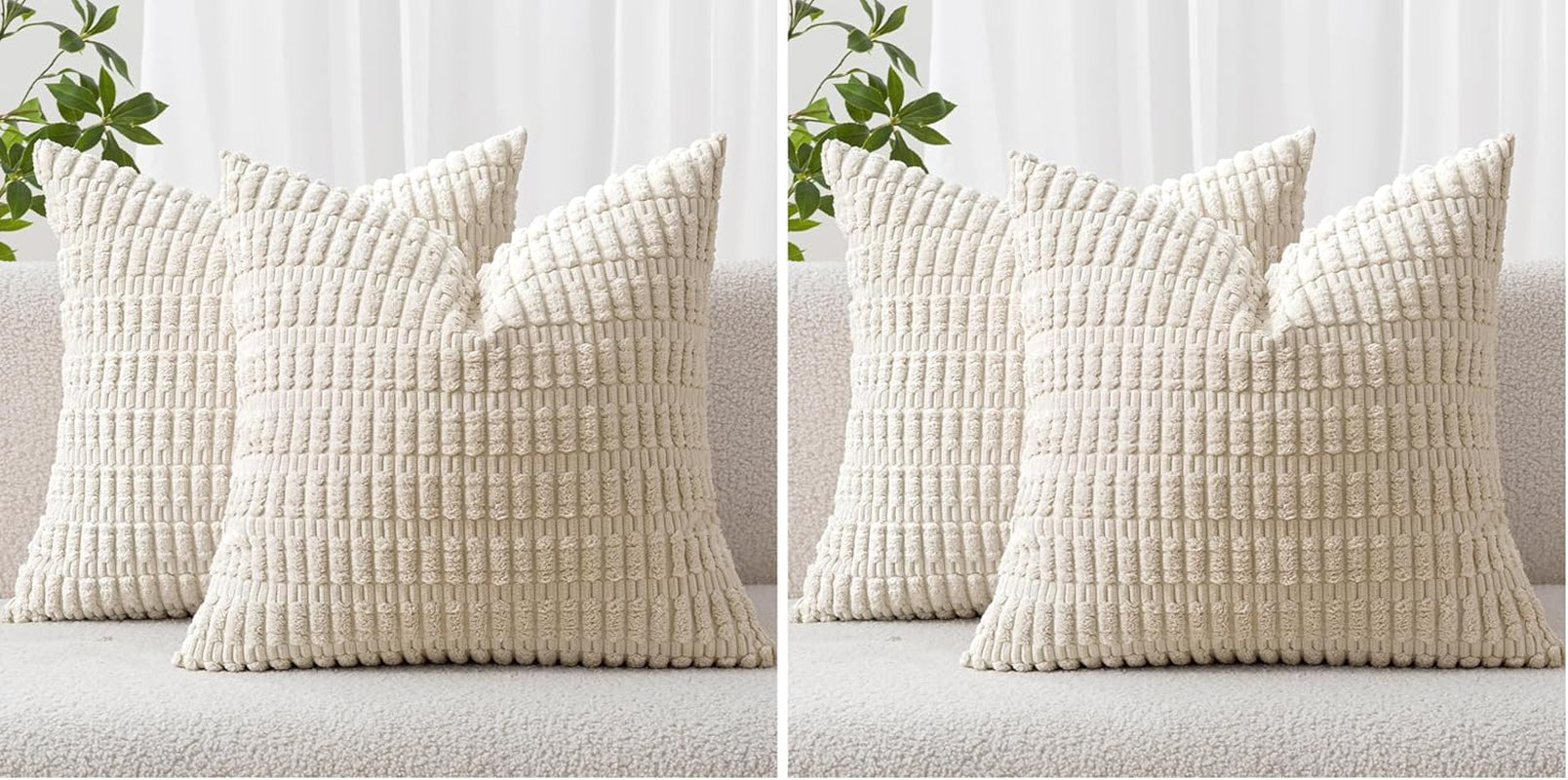 Boho Corduroy Decorative Throw Pillow Cover for Couch, Sofa & Bed