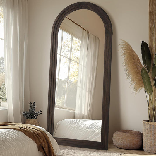 Rustic Arched Full-Length Wood Frame Mirror