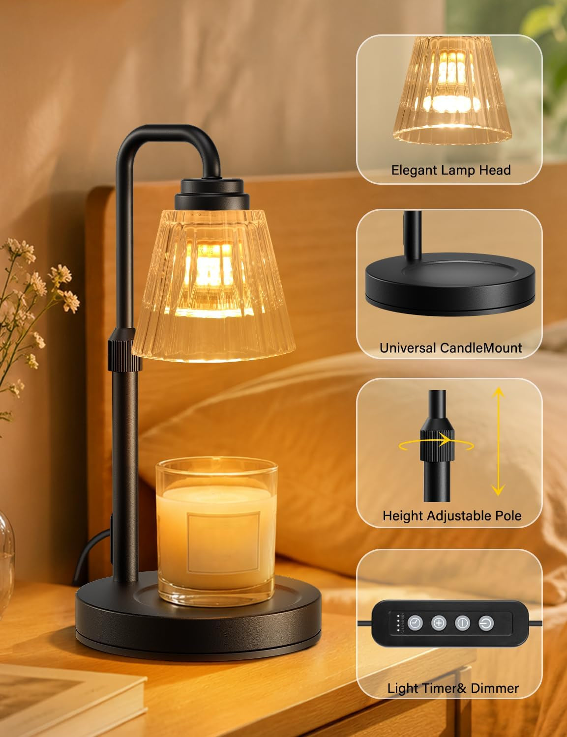 Adjustable Candle Warmer Lamp with Timer