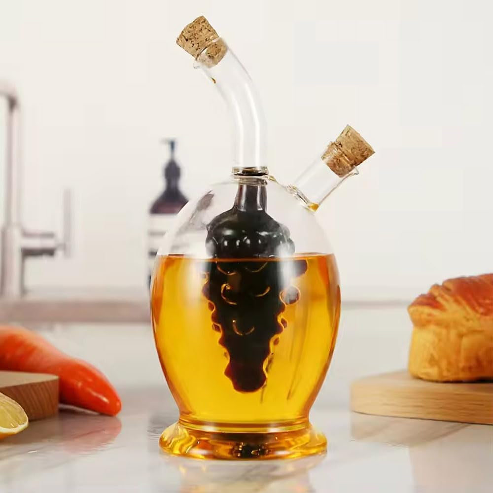 Glass Olive Oil & Vinegar Dispenser Set with Cork Stoppers