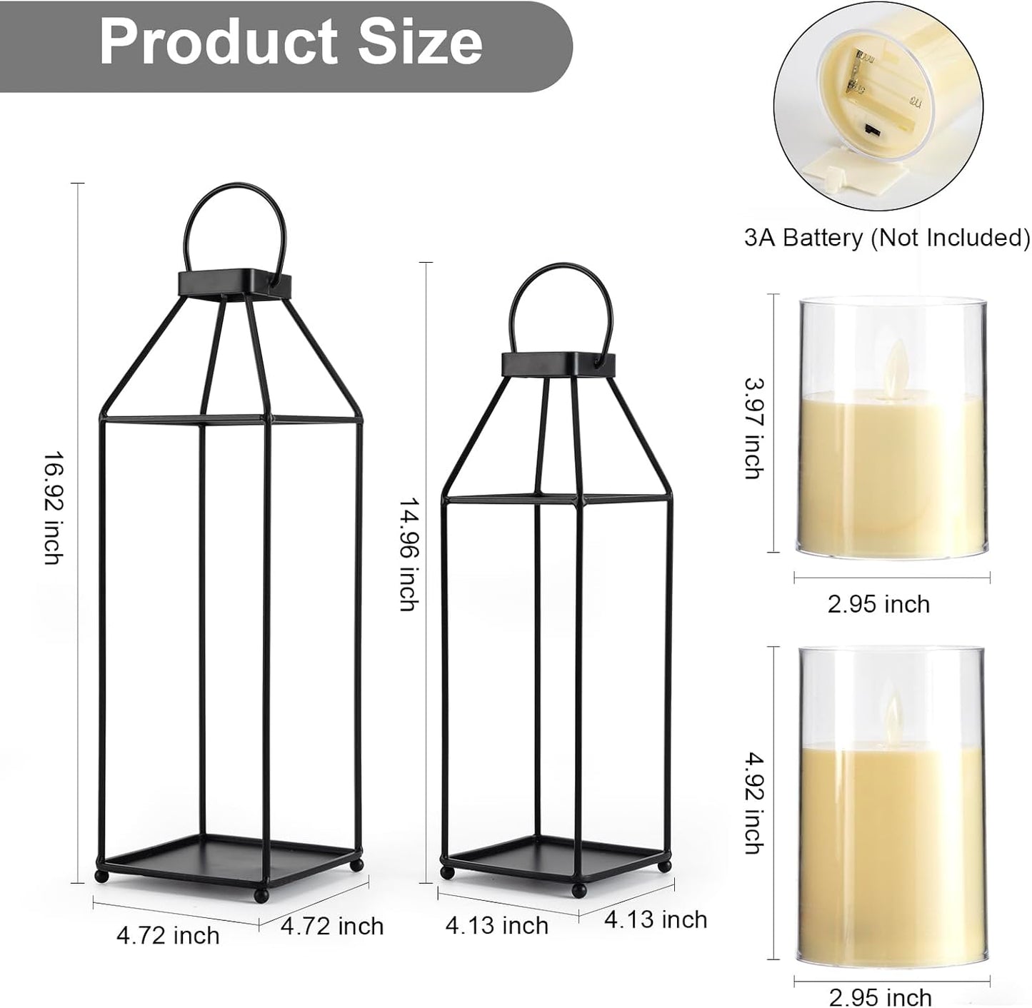 2-Piece Decorative Lantern Set with LED Candles