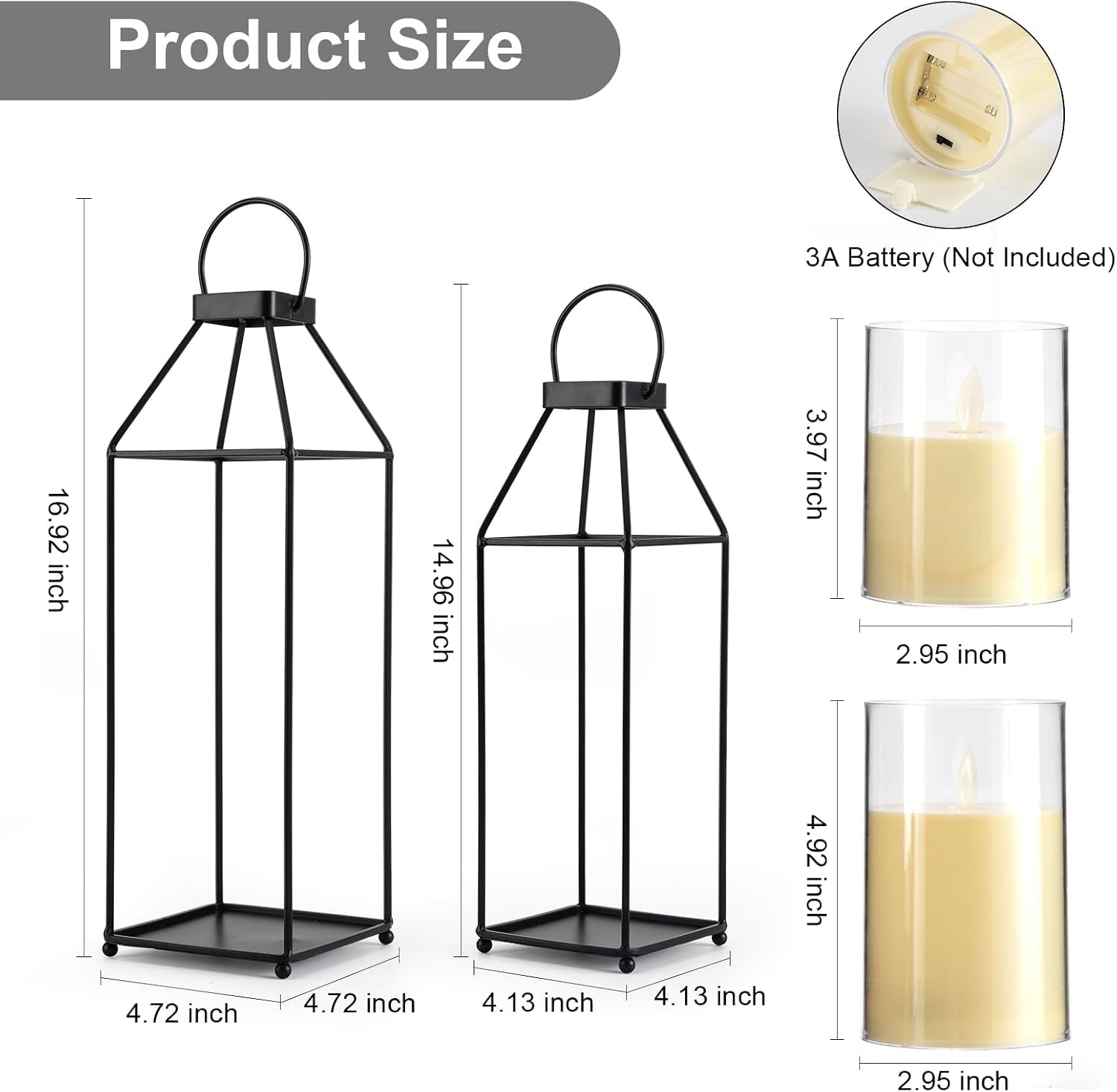 2-Piece Decorative Lantern Set with LED Candles