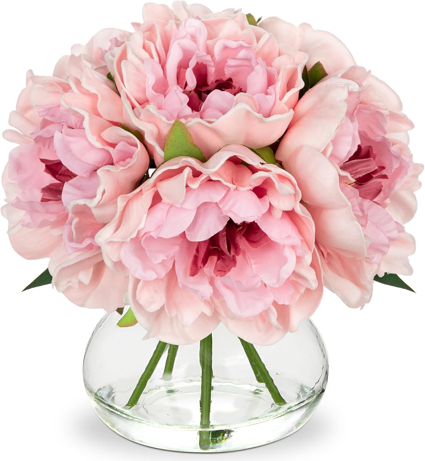 Faux White Hydrangea Arrangement in Glass Vase