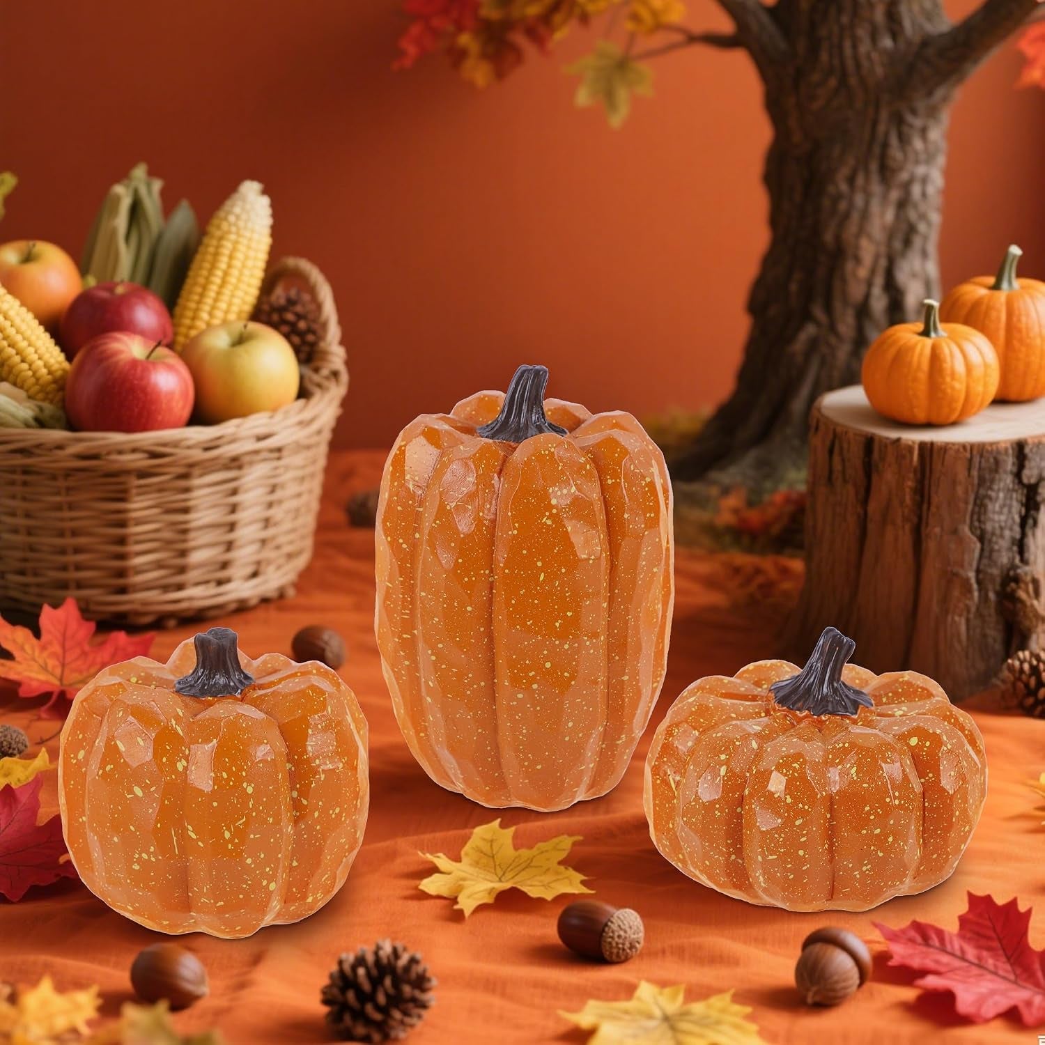 Decorative Resin Pumpkins – Set of 3