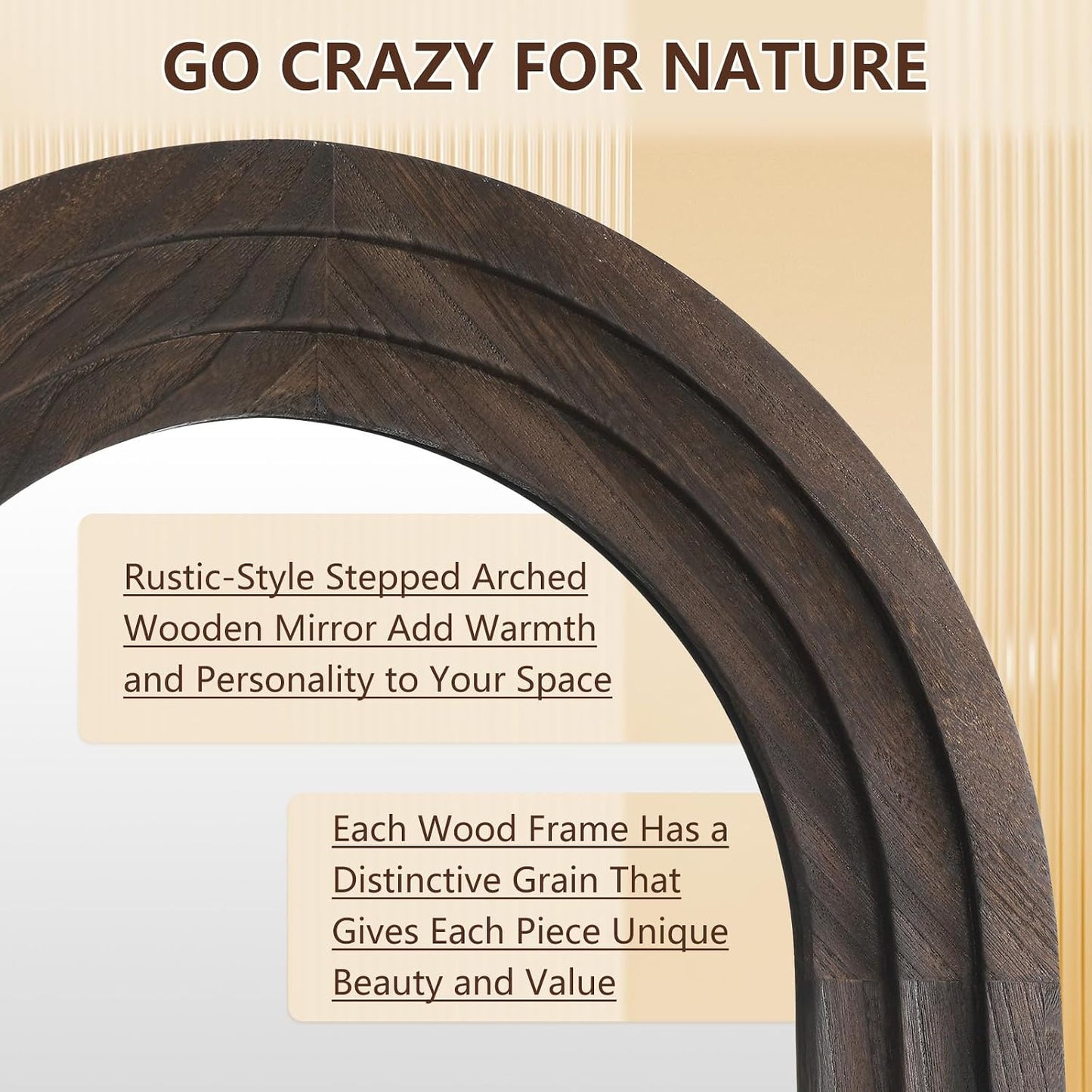 Rustic Arched Full-Length Wood Frame Mirror