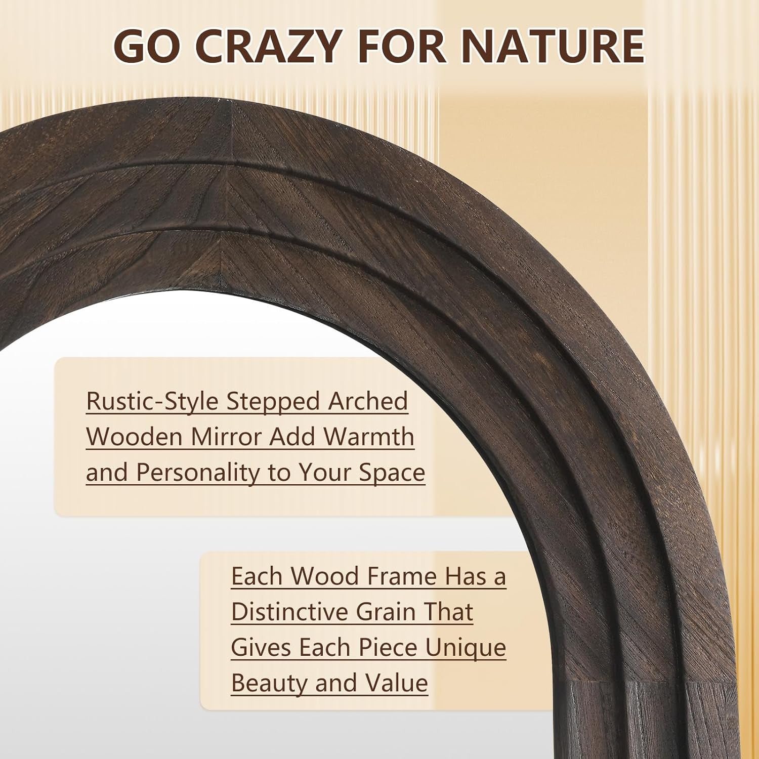 Rustic Arched Full-Length Wood Frame Mirror