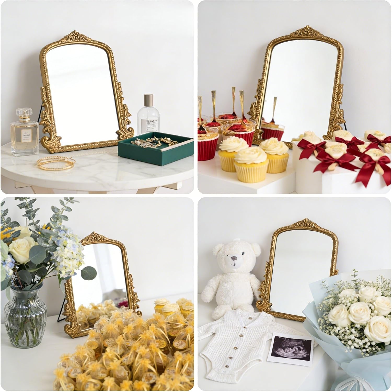 Vintage Arched Vanity Mirror | Decorative Tabletop Makeup Mirror