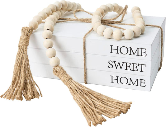 Decorative Faux Books with Wood Bead Garland – Home Sweet Home