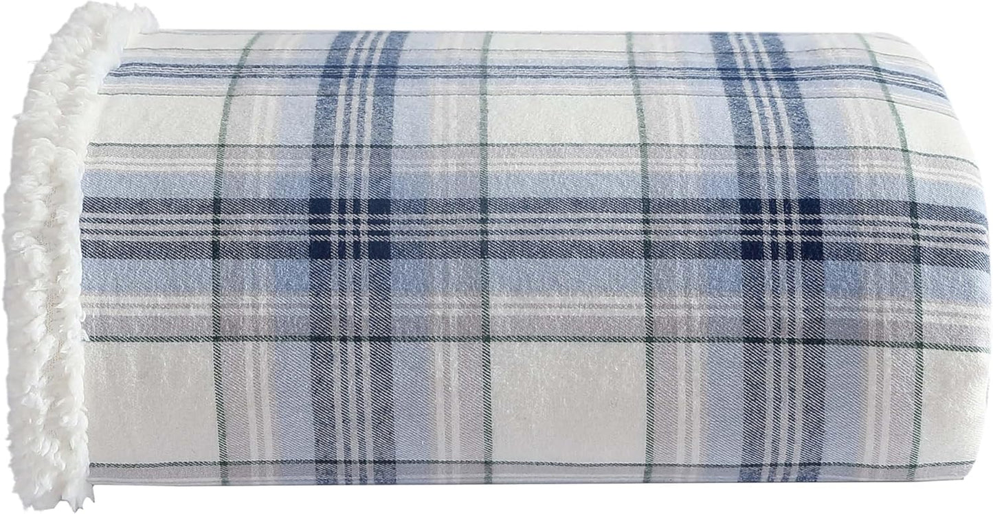 Eddie Bauer Plaid Sherpa Throw Blanket – Ultra Soft Reversible 50" x 60"
