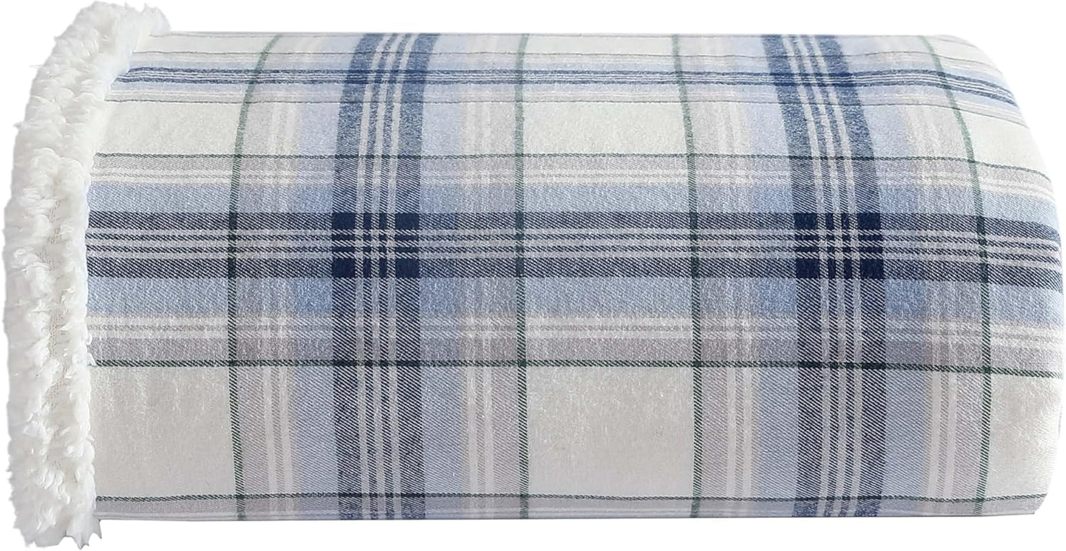 Eddie Bauer Plaid Sherpa Throw Blanket – Ultra Soft Reversible 50" x 60"