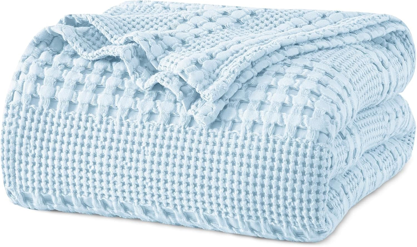 Luxury Cotton Waffle Throw Blanket | Lightweight Decorative Blanket